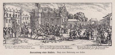 Förstörelse av ett kloster under trettioåriga kriget av Jacques (after) Callot