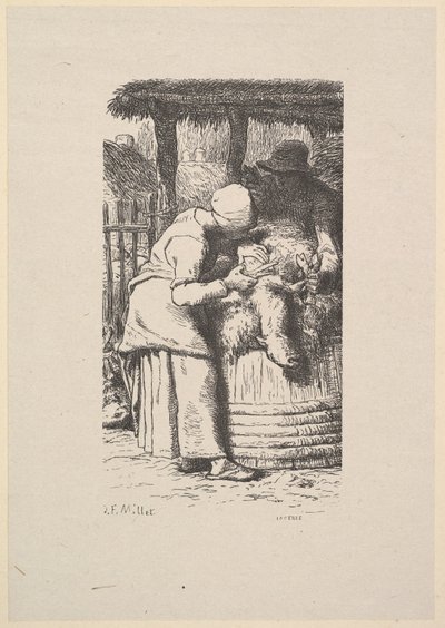 Fårklippning, 1853. av Jacques Adrien Lavieille