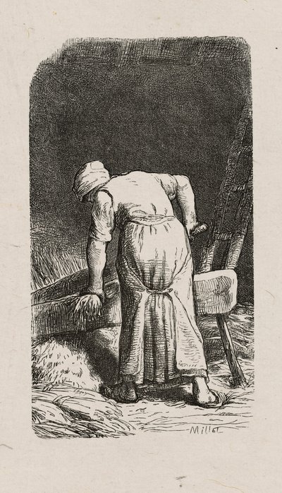 Kvinna som krossar lin av Jacques Adrien Lavieille