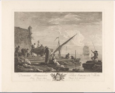Figurer på en flodstrand i Levanten 1ere vue du Levant (titel på objekt) av Jacques Aliamet