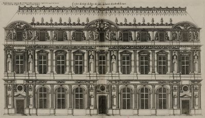Pierre Lescots fasad publicerad 1576 av Jacques Androuet Ducerceau