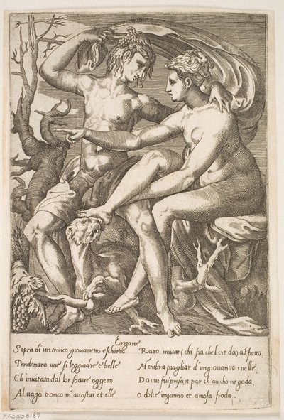 Bacchus och Erigone av Jacques Androuet Ducerceau d.Æ.