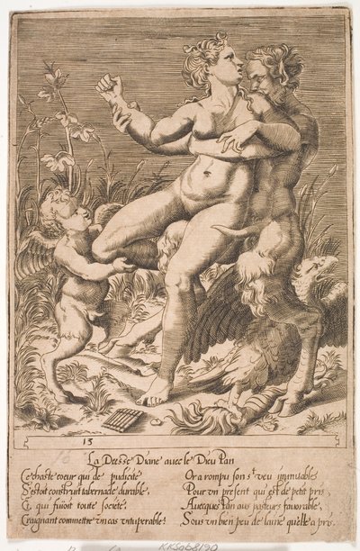 Diana och Pan av Jacques Androuet Ducerceau d.Æ.