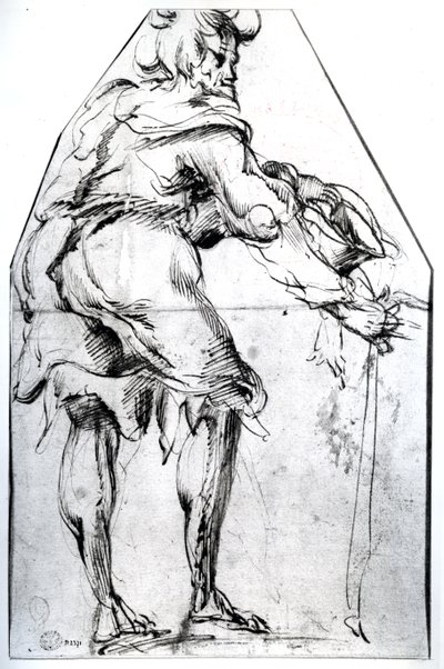 Tiggare med hatt och pinne (penna och bläck på papper) av Jacques Bellange