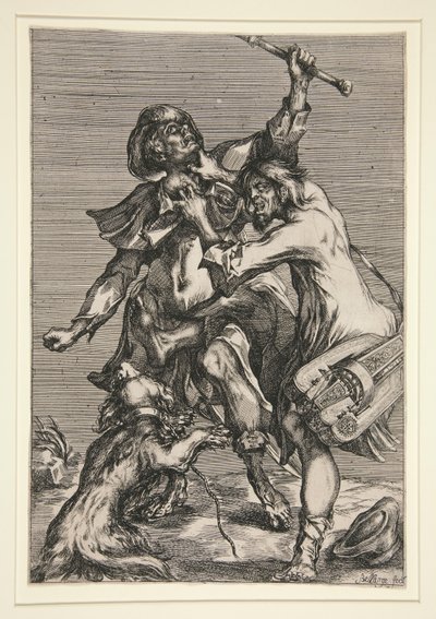Tiggaren och gatumusikern (eller två luffare som slåss) av Jacques Bellange