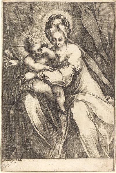 Jungfrun och barnet med en ros, ca. 16161617. av Jacques Bellange