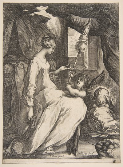 Jungfru och barn med en ängel, 1612-16. av Jacques Bellange