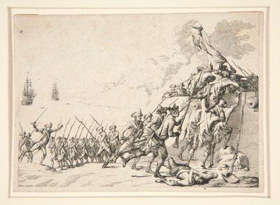 Attack på ett fort från havet av Jacques Bertaux