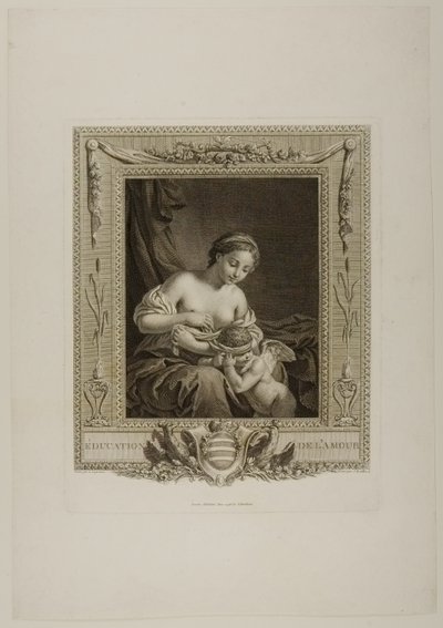 Utbildning av Amor (gravyr) av Jacques Bouillard