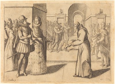 En Capucin som tackar kungen av Bayern, 1612. av Jacques Callot