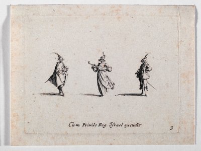 En musicerande dam och två kavaljerer, från ... (gravyr) av Jacques Callot