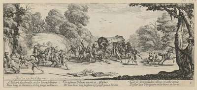 Ett överfall på en postdiligens, bild 8 i serien ”Krigets fasor” av Jacques Callot