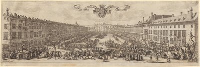 Vy över Rue Neuve i Nancy av Jacques Callot