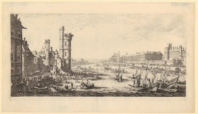 Vy över Louvren, blad 1 i serien ”De två stora vyerna över Paris” av Jacques Callot