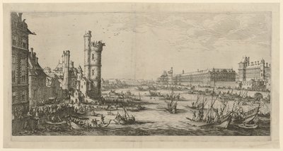 Vy över Louvren, blad ur serien "Två stora vyer över Paris" av Jacques Callot