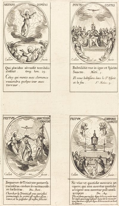 Uppstigning; Pingst; Treenighet; Corpus Christi av Jacques Callot