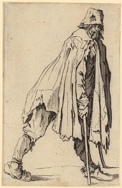 Tiggare med kryckor och hatt, blad 4 i serien "Tiggarna" av Jacques Callot