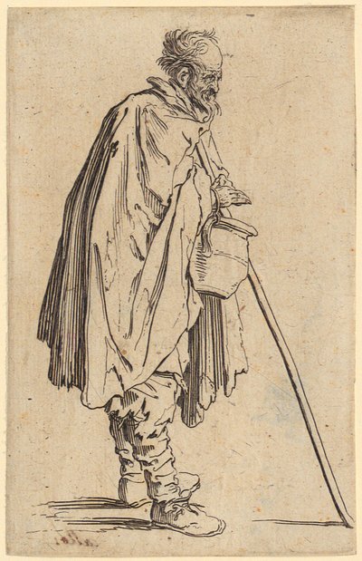 Tiggare med en kruka, blad 6 ur serien ”Tiggarna” av Jacques Callot
