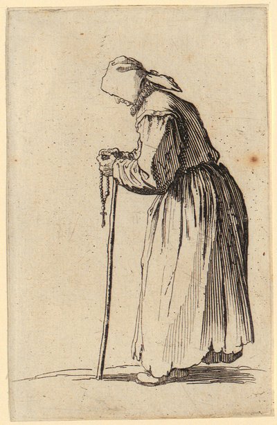 Tiggerska med rosenkrans, blad 7 ur serien "Tiggarna" av Jacques Callot