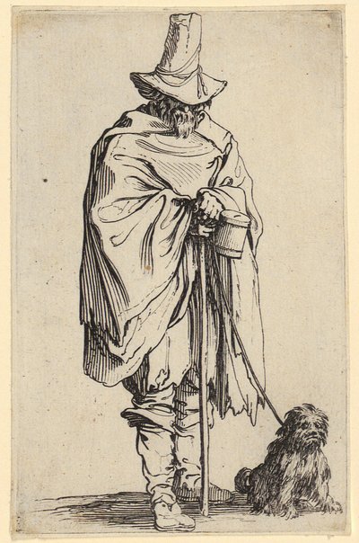 Blind man och hans hund, blad 22 ur serien ”Tiggarna” av Jacques Callot