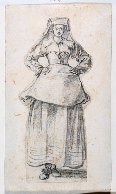 Bourgeoises Dans Differentes Attitudes, från Prints Album 21, nummer 304 (krita på papper) av Jacques Callot