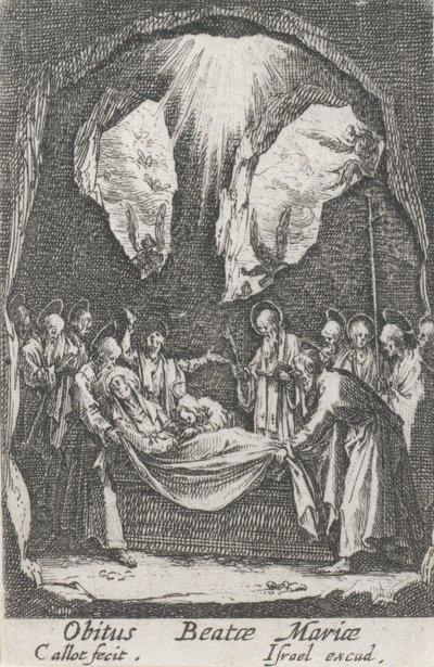Jungfruns begravning, nr. 12 från The Life of the Virgin av Jacques Callot