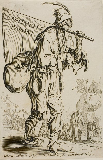 Kapten för baronerna, frontispice till The Beggars av Jacques Callot