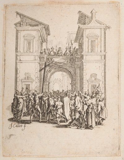 Kristus presenterad för folket, nr. 9 av 11 från La Petite Passion av Jacques Callot