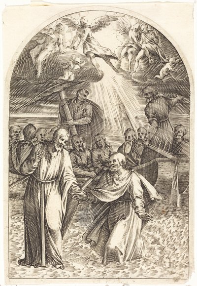 Kristus vandrar på vattnet [andra planschen] av Jacques Callot