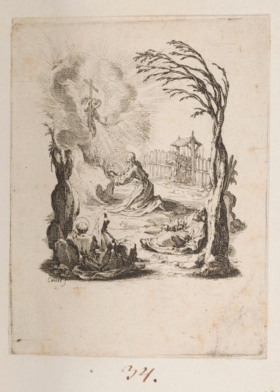 Kristus i Olivträdgården, nr. 3 av 11 från La Petite Passion av Jacques Callot