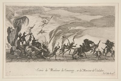 Bekämpa? Barri?re, ingången till Monsieur de Couvonge och Monsieur de Chalabre av Jacques Callot