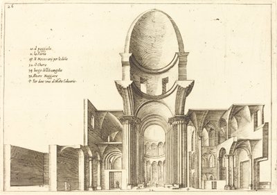Tvärsnitt av en kyrka av Jacques Callot