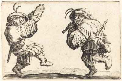 Dansare med flöjt och tamburin, ca. 1622. av Jacques Callot