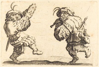 Dansare med flöjt och tamburin, ca. 1622. av Jacques Callot