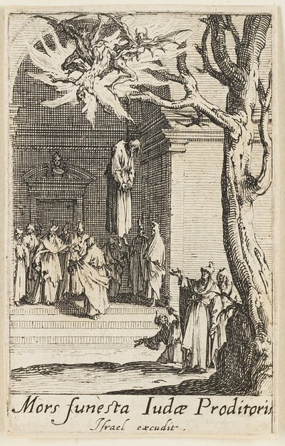 Judas död, plansch fjorton från Apostlarnas martyrskap av Jacques Callot