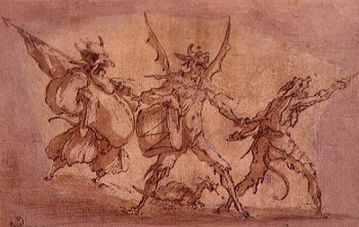 Devil Musketeers (penna och bläck på papper) av Jacques Callot