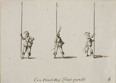 Borra med Raised Pike, tallrik sex från The Military Exercises av Jacques Callot