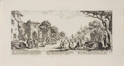 Dying Soldiers by the Roadside, skylt sexton från The Miseries of War av Jacques Callot