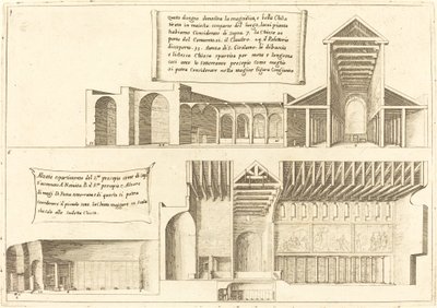 Förhöjning av kyrkor inklusive den heliga krubban, 1619. av Jacques Callot