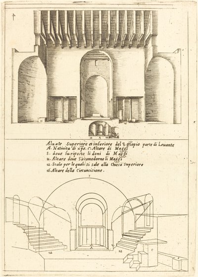 Upphöjning av den heliga krubbans kyrka av Jacques Callot