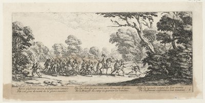 Upptäckten av brottslingarna, blad 9 i serien ”Krigets fasor” av Jacques Callot