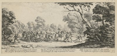 Upptäckten av brottslingarna, blad 9 i serien ”Krigets fasor” av Jacques Callot