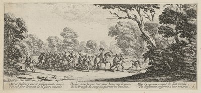 Upptäckten av brottslingarna, blad 9 i serien ”Krigets fasor” av Jacques Callot