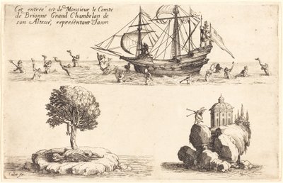 Inträde av M. le Comte de Brionne, Storkammare av Hans Höghet, som representerar Jason, 1627. av Jacques Callot