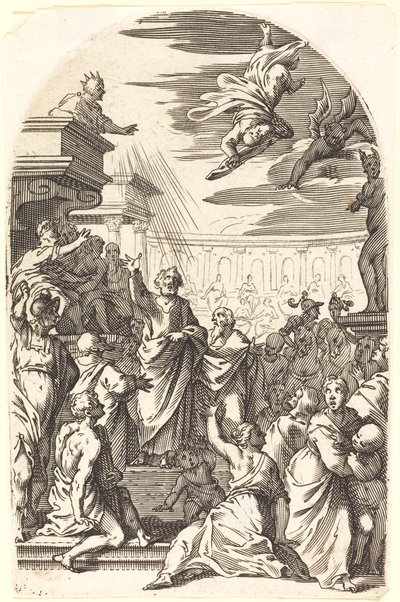 Simon trollkarlens fall, 16081611. av Jacques Callot