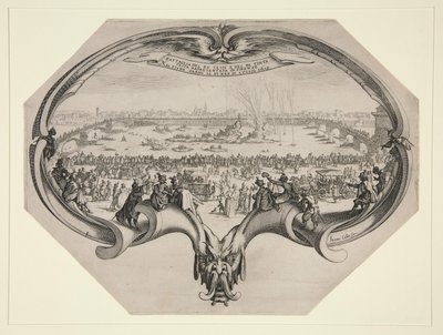 Festival för färgarna och vävarna i Florens, 25 juli 1619 på Arno. av Jacques Callot