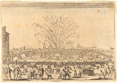Fyrverkerier på Arno, Florens, ca. 1622. av Jacques Callot