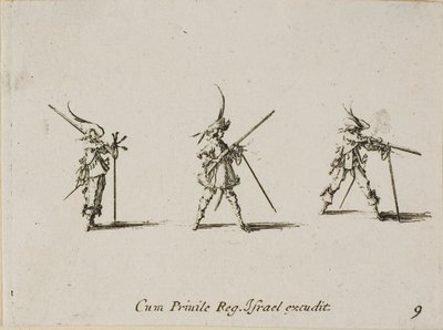 Firing the Musket, tallrik nio från The Military Exercises av Jacques Callot