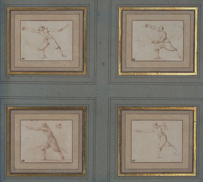 Fyra studier av en fäktare, 1766-69 av Jacques Callot