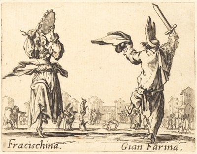Fracischina och Gian Farina, ca. 1622. av Jacques Callot